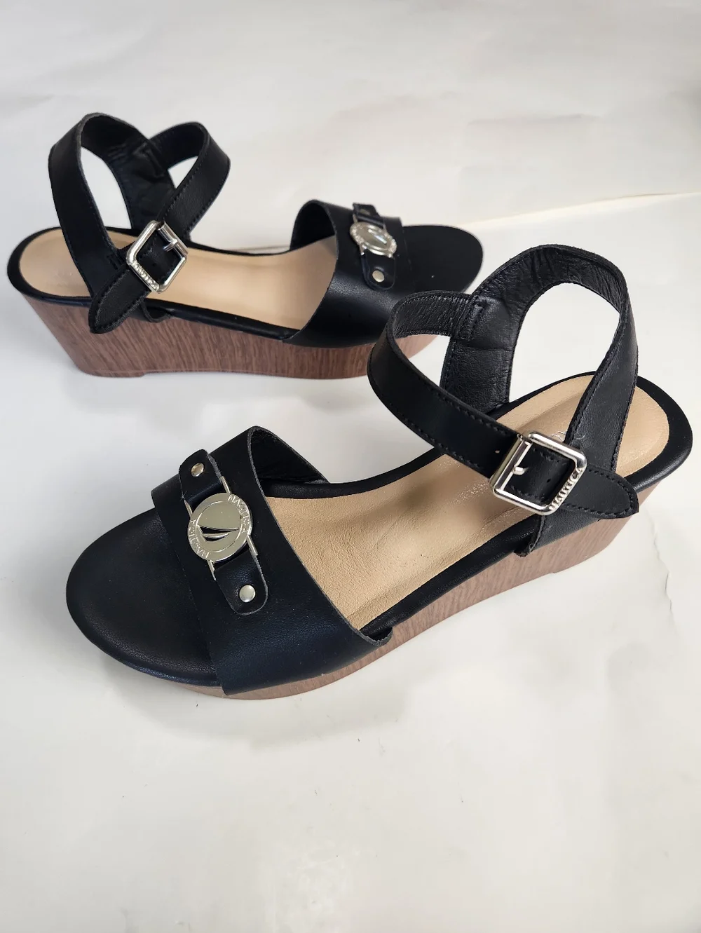 NAUTICA Danvers Black Strappy Lighweight Platform Wedge Summer Sandal  Size 6